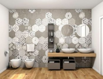 Mosaicos en una sola pared en baños